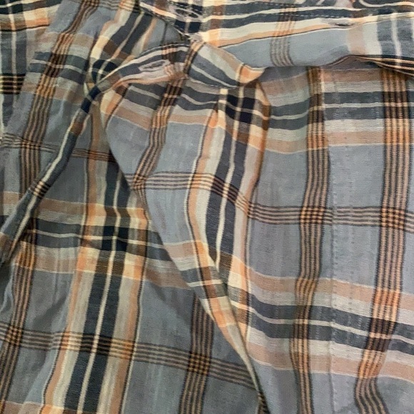 Ulla Johnson / Clarke blue plaid gathered checked cotton voile blouse top 8 - Picture 9 of 9
